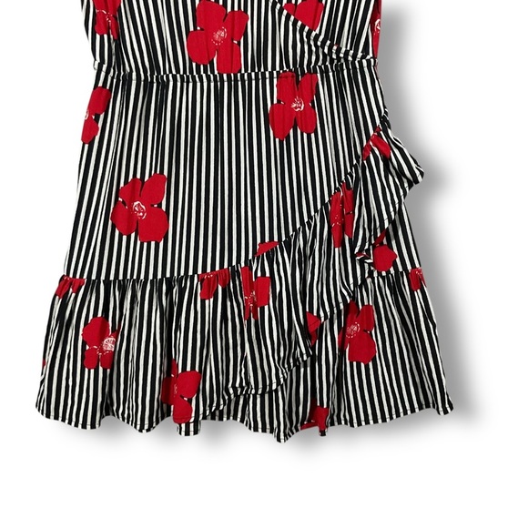 Madewell Candied Orchids Dress Sz 8 Floral Ruffle Whimsy Flowy Black Red - Picture 4 of 11